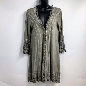 Gretty Zueger Women's V Neck Embroidered Lace Long Sleeve Tunic Size‎ L